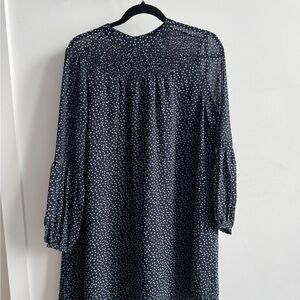 Simons Black Dress with White Dot Print — Long Sleeve